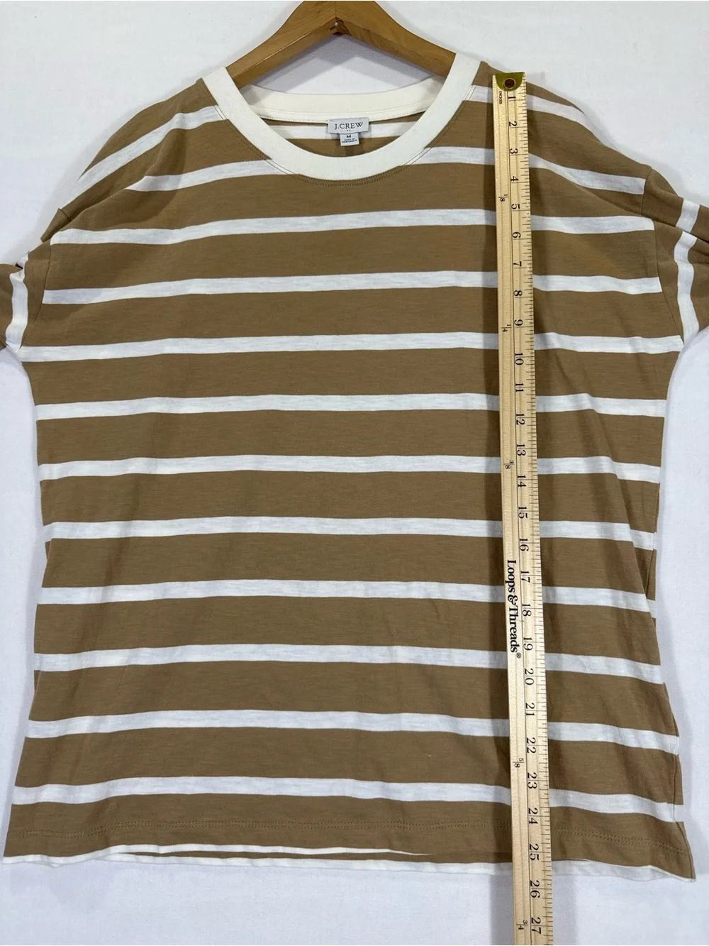 J. Crew Men's Striped Long Sleeve Tee in Cream and Brown